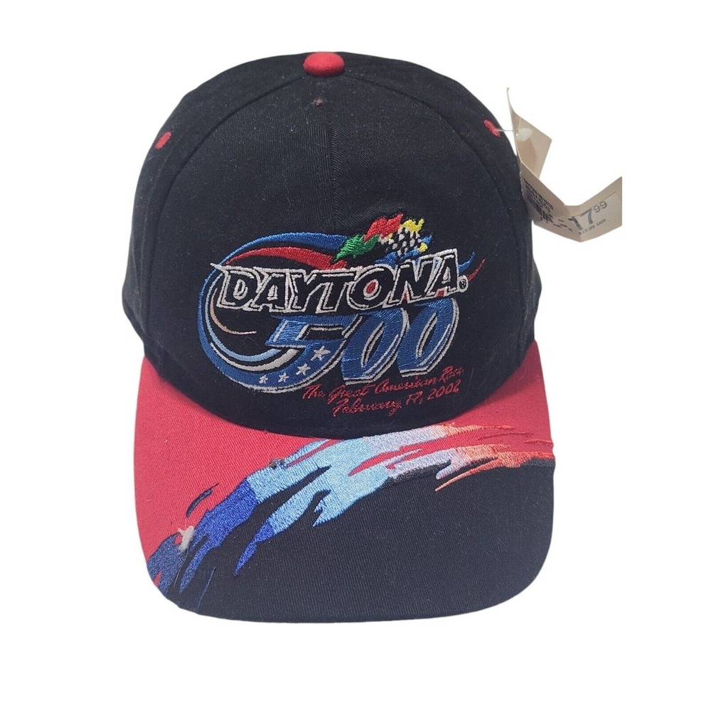 ISC Motorsports Daytona 500 2002 The Great American Race Hat Black Red Mens OSFM